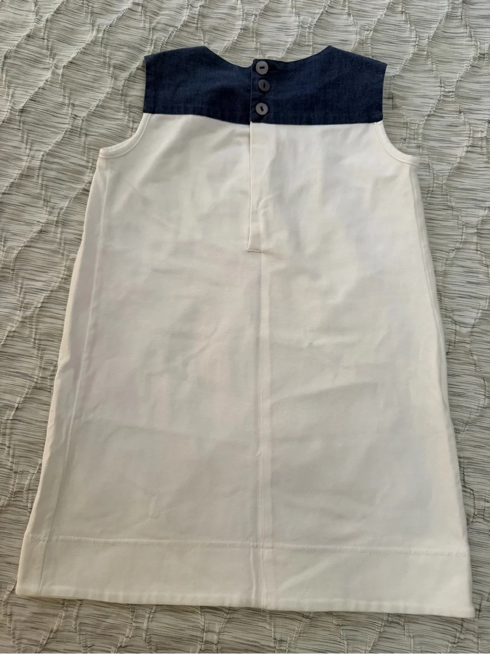 Mimi sol Girls White & Navy Graphic Shift Dress size 5-6 rhinestone dog print